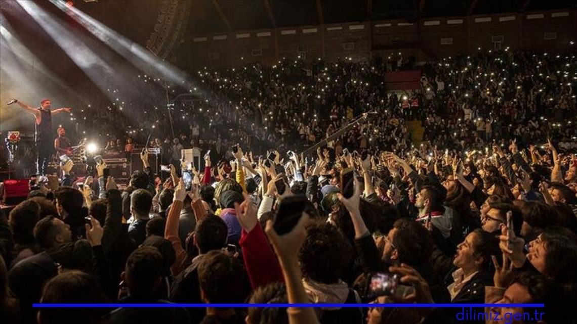 Konser için bir araya gelmiş dinleyici kalabalığı