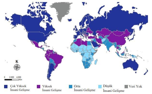 Ülkelerin Gelişmişlik Düzeyleri Haritası